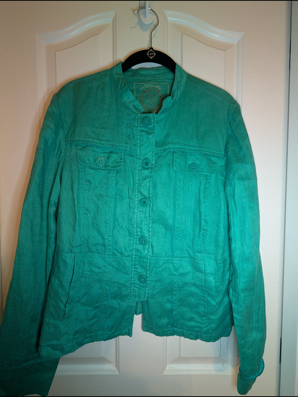Coldwater Creek Women’s Green Button-Front Linen Jacket
